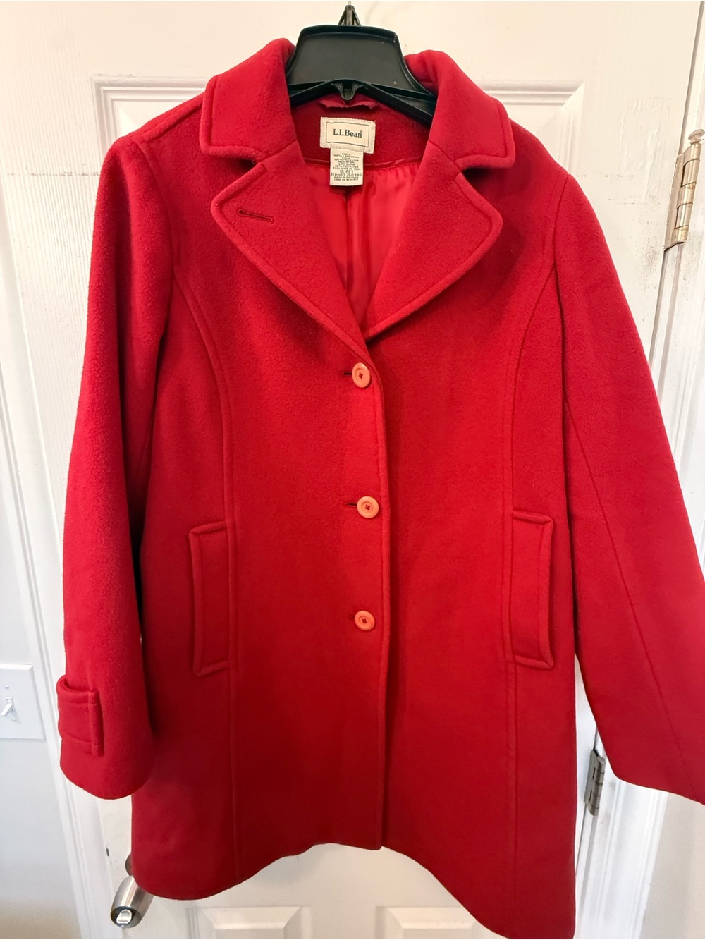 L.L. Bean Women's Bright Red Wool Pea Coat
